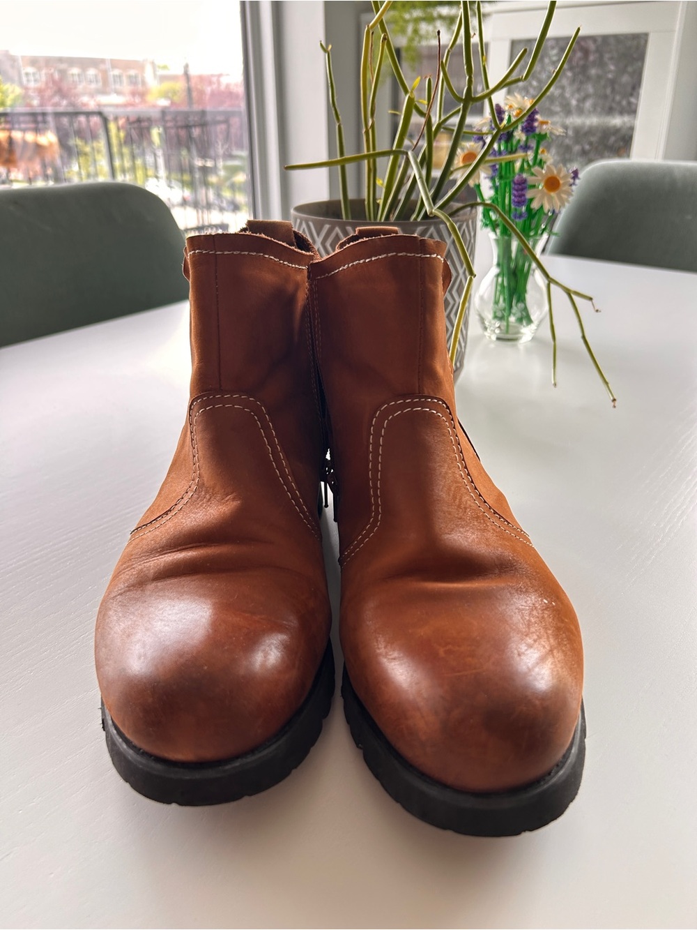 David Tate Cognac Leather Wide Width Booties